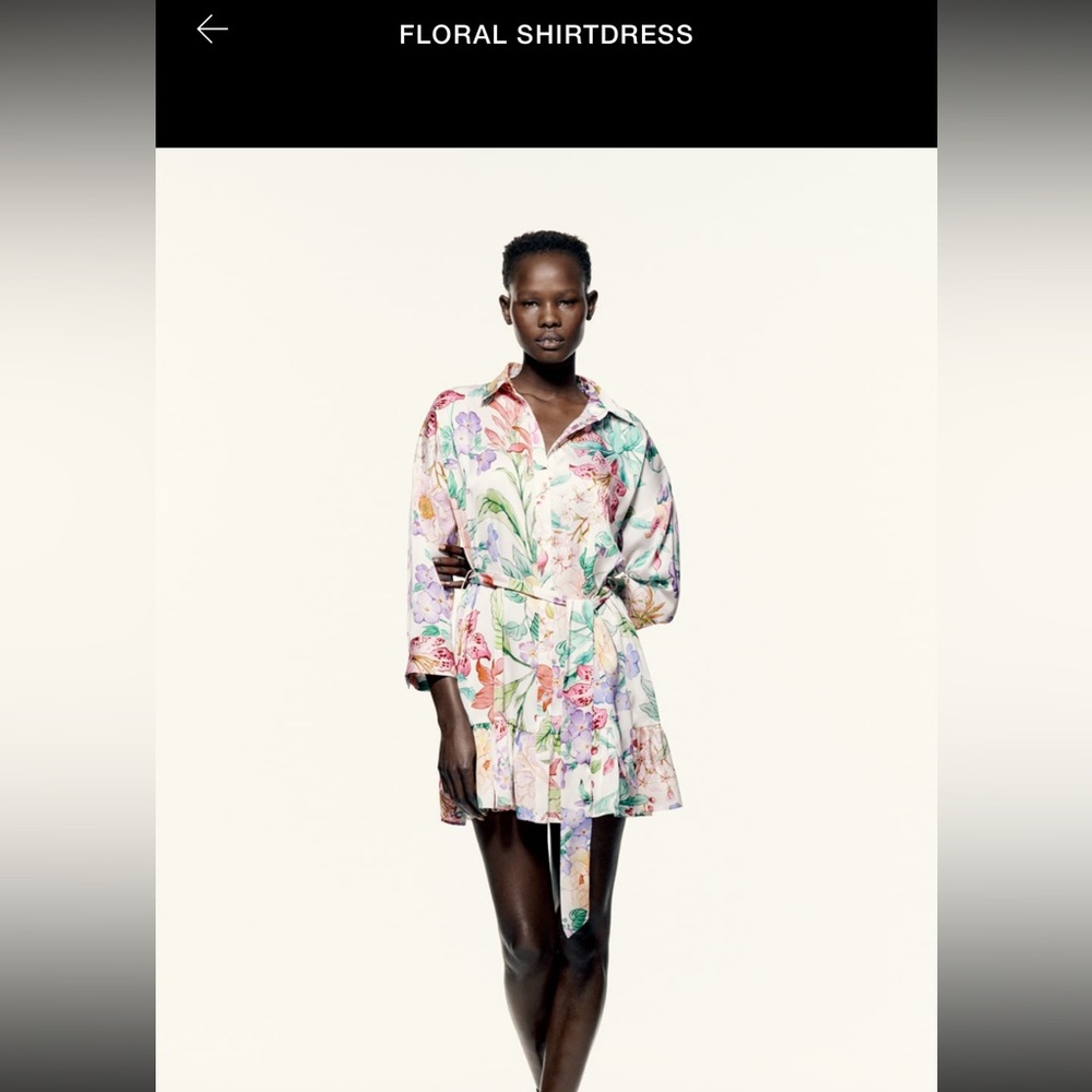Zara floral shirt dress